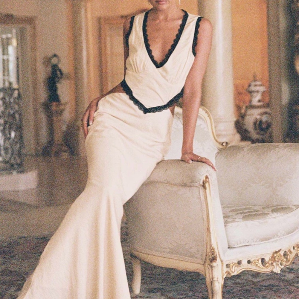 Princess Polly KEILA LACE TRIM MAXI DRESS CREAM Size 2